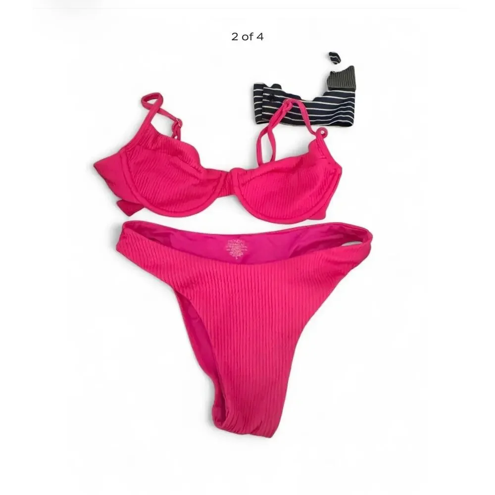 $180 MSRP Monday Swimwear Pink bathing suit SET  SIZE SMALL